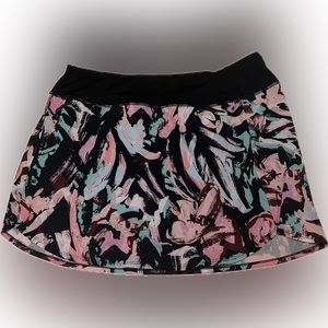 Women's Zelos Floral Woven Skort Size XL Black/Peach/Teal/White.